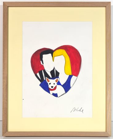 MARCO LODOLA, 33 X 24 cm, Senza titolo. Pennarelli su cartoncino. Certificato...
