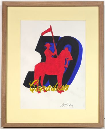 MARCO LODOLA, 33 X 24 cm, Senza titolo. Pennarelli su cartoncino. Certificato...