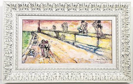 WALTER PIACESI, 24 X 47,7 cm, ”Molo di Levante a Cattolica" Tecnica Mista:...