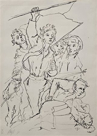 CORRADO CAGLI, 50 X 70 cm, (1910-1976) Litografia su carta 1975, esemplare...
