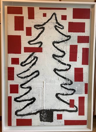 DONALD BAECHLER, 147,5 X 102 cm, (1956-2022) Abstract painting with tree 1986...