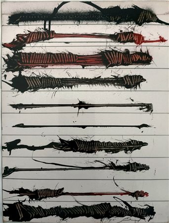 EMILIO SCANAVINO, 61 X 45 cm, (1922-1986) intrecci anni 70, tecnica mista su...