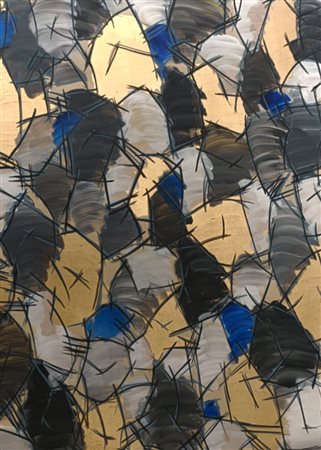 LEONIDA DEFILIPPI, 50 X 70 cm, (1968) Improvvisazioni 1994, acrilico e foglia...