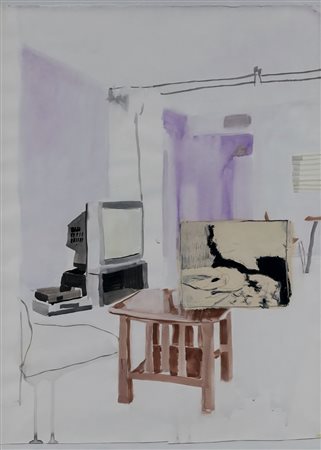 ALESSANDRO ROMA, 64 X 49 cm, (1977) senza titolo, tecnica mista su carta,...