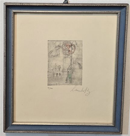 JEAN MICHEL BASQUIAT (attribuito), 25 X 23 cm (carta), 7,5 X 10 cm...