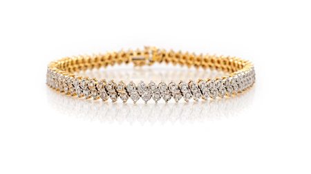 Bracciale a spiga in oro e brillanti Oro giallo e bianco 750/000. Diamanti in...