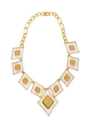 Collana in oro, cristallo di rocca satinato e brillanti Oro giallo...
