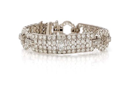 Bracciale in platino e brillanti Diamanti in taglio rotondo brillante e...