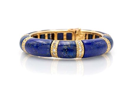 Van Cleef & Arpels bracciale rigido in oro, lapislazzuli e brillanti Oro...