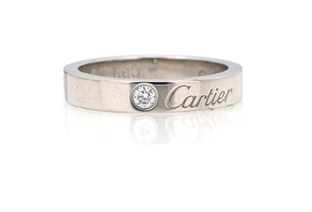 Cartier, fede in platino e brillante Platino 900/000. Diamante in taglio...