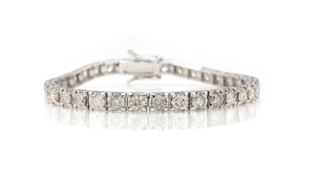 Bracciale tennis in oro e brillanti Oro bianco 750/000. Diamanti in taglio...
