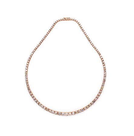 Girocollo tennis in oro e brillanti Oro rosa 750/000. Diamanti in taglio...