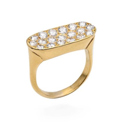 Anello in oro e brillanti Oro giallo 750/000. Diamanti in taglio rotondo...