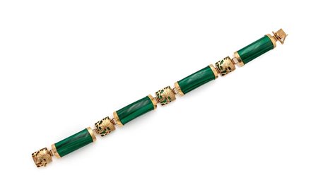 Bracciale in oro e malachite Oro giallo 585/000. Peso complessivo gr. 22,30....