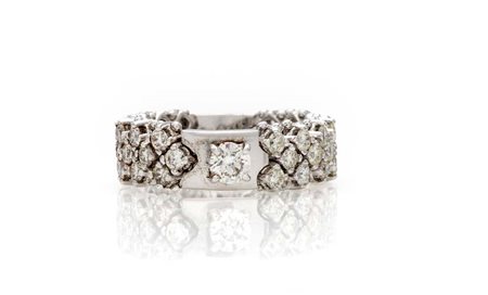 Anello a maglia morbida in oro e brillanti Oro bianco 750/000. Diamanti in...