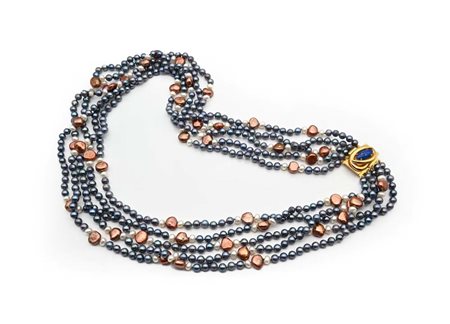 Collana in perle d'acqua dolce multicolor Lunghezza cm 68