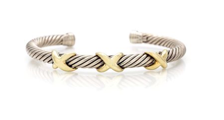 David Yurman cable bracciale in argento e oro giallo Oro giallo 585/000 e...