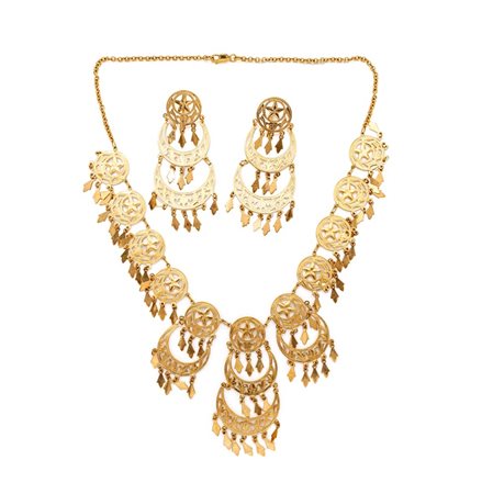 Parure di collana e coppia di orecchini pendenti in oro Oro giallo 750/000....