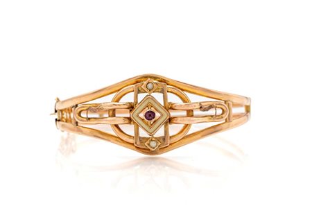 Bracciale antico in oro e pietre Oro giallo 585/000. Peso complessivo gr. 11....