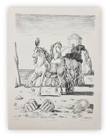 GIORGIO DE CHIRICO (1888-1978) - I Cavalli di Achille, 1971
