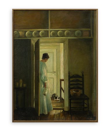 ANONIMO (ATTRIBUIBILE A GIUSEPPE ABBATI) - Senza Titolo (Figura femminile in un interno)