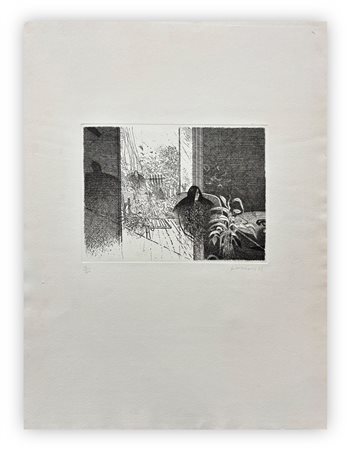 GIANFRANCO FERRONI (1927-2001) - Figura tra ambiente e giardino, 1962