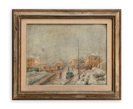AUTORE INDECIFRATO - Senza Titolo (Periferia innevata), 1939