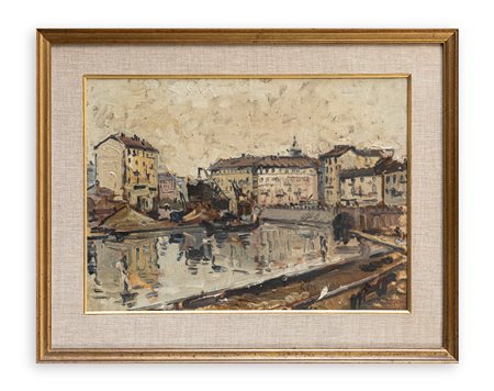 GIOVANNI DA BUSNAGO (1908-1972) - Senza Titolo (Milano, Navigli. La Darsena)