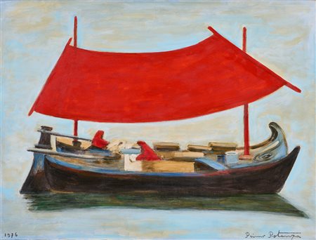 PRIMO POTENZA, Barca con tenda rossa con pescatori