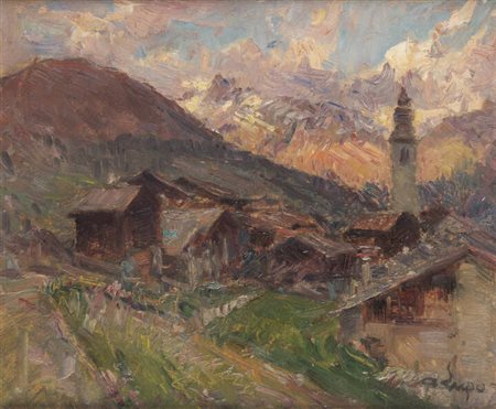 ALESSANDRO LUPO<BR>Torino 1876 - 1953<BR>"Tramonto ad Antagnod" 1975