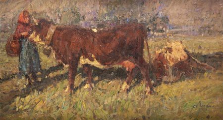 ALESSANDRO LUPO<BR>Torino 1876 - 1953<BR>"Scena contadina"