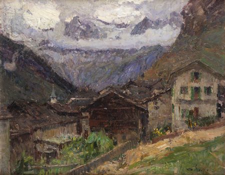 ALESSANDRO LUPO<BR>Torino 1876 - 1953<BR>"Paesaggio con baita"