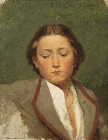 GIOVANNI BATTISTA QUADRONE<BR>Mondovì (CN) 1844 - 1898 Torino<BR>"Studio di testa" 1867-1868 o "Figura Femminile (La cognata Elvira)"