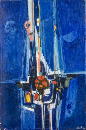 ENRICO PAULUCCI<BR>Genova 1901 - 1999 Torino<BR>"Alberi e vele" (1965)