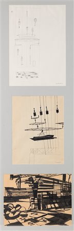 SCARPITTA SALVATORE, TURCATO GIULIO<BR>Lotto di tre opere:<BR>A. "Cantiere navale", Turcato Giulio, 1950<BR>B. "Cantiere navale", Turcato Giulio, 1950<BR>C. "Senza titolo", Scarpitta Salvatore, 1950