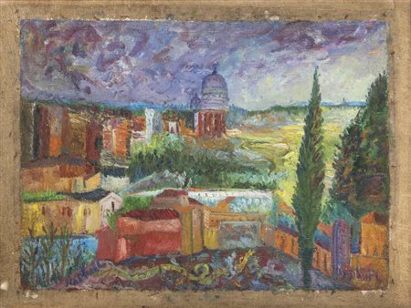 ANTONIETTA RAPHAEL MAFAI<BR>Kovno (Lituania) 1895 - 1975 Roma<BR>"San Pietro sotto la pioggia" Roma 02-1958