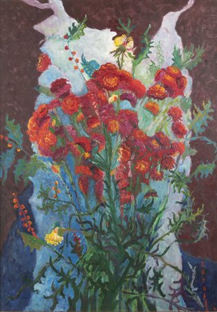ANTONIETTA RAPHAEL MAFAI<BR>Kovno (Lituania) 1895 - 1975 Roma<BR>"Fiori sul drappo bianco" 1960