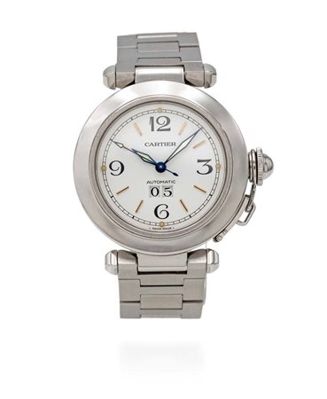 Cartier “Pasha” gran data in acciaio Acciaio. Ref.2475. Movimento automatico....