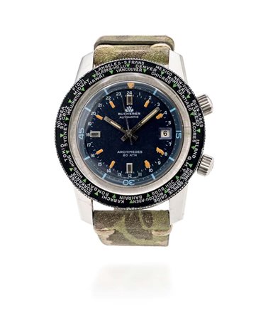 Bucherer "ore del mondo", due corone in acciaio Argento. Rarissimo modello...