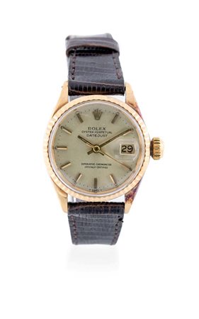 Rolex date- just in oro Oro giallo 750/000. Ref. 6517, lunetta godronata,...