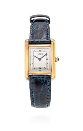 Cartier “Tank” in argento vermeil Argento 925/000 vermeil. Quadrante bitonale...