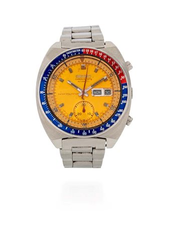 Seiko crono "Pogue" in acciaio Acciaio. Ref.6139 6001. Quadrante giallo....