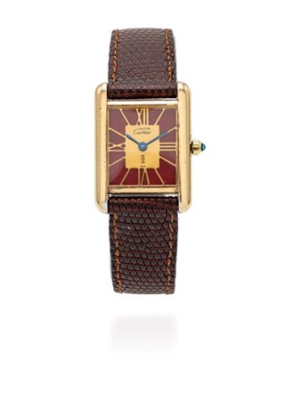 Cartier “Tank” in argento vermeil Argento vermeil 925/000. Raro quadrante...