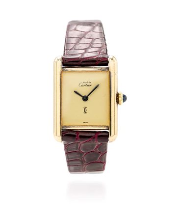 Cartier “Tank” in argento vermeil Argento vermeil 925/000. Quadrante smalto...