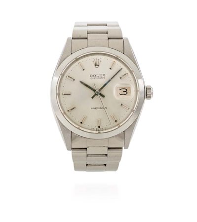 Rolex precision oyster date in acciaio Acciaio. Quadrante grigio argento....