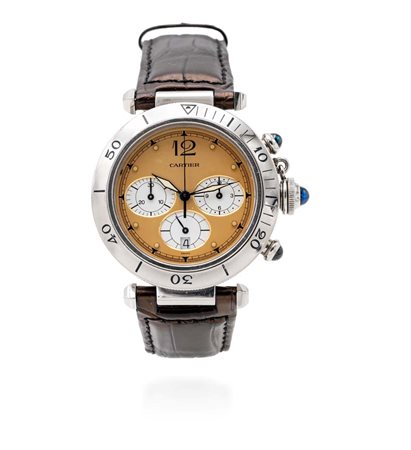 Cartier Pashà cronografo in acciaio Acciaio. Ref.1050 1. Quadrante light...