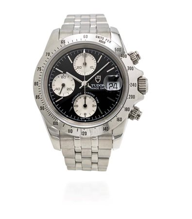 Tudor crono 79280 Acciaio. Ref. 79280. Quadrante nero con contatori bianchi....