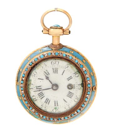 L'Epine, orologio da taschino in oro e smalto Oro giallo 750/000. Due casse,...