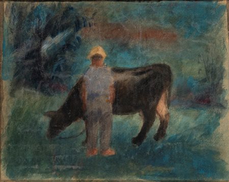 Ardengo Soffici (Rignano sull'Arno 1879 - Vittoria Apuana 1964)  - Figura con mucca