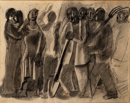 Mario Sironi (Sassari 1885 - Milano 1961)  - Composizione con figure (Lavoratori), 1928 ca.